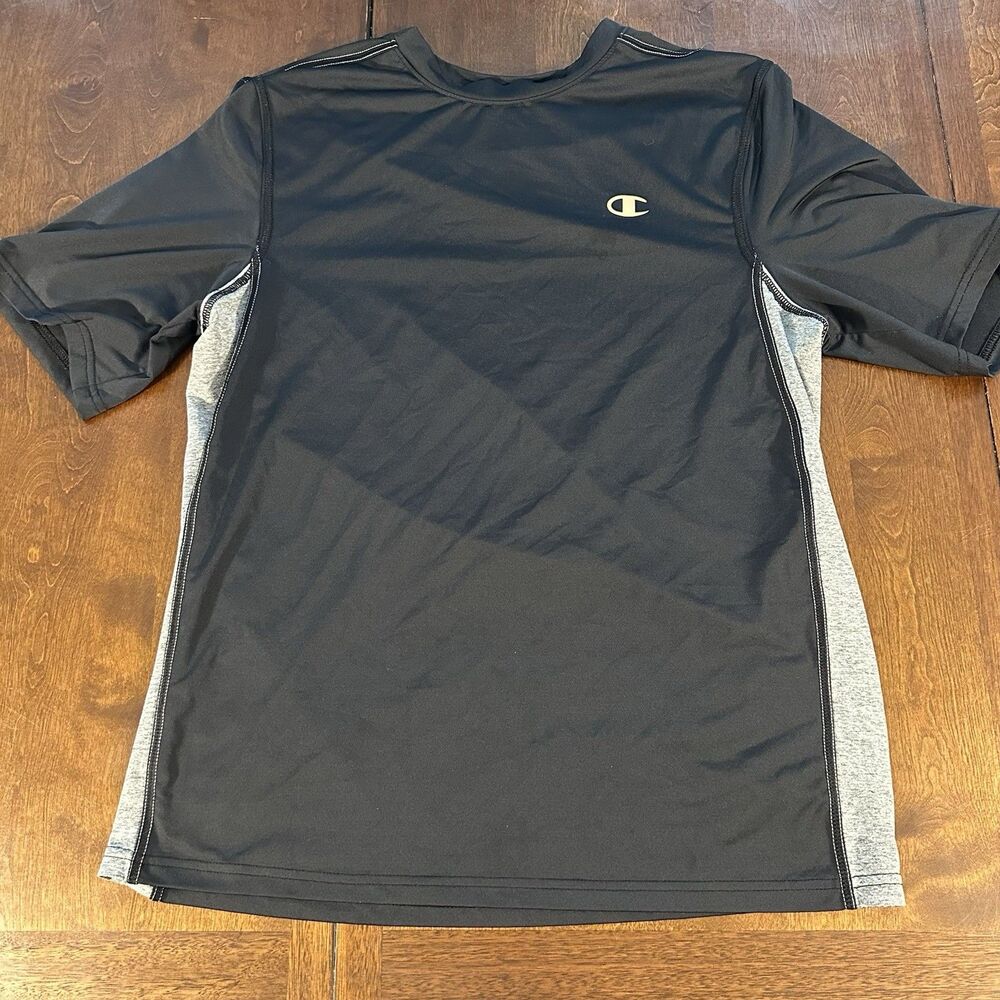 Champion Double Dry T-Shirt Mens M Black Performance Short Sleeve Raglan